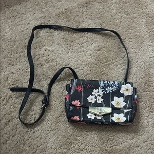 Floral Crossbody Bag - Black Floral Print